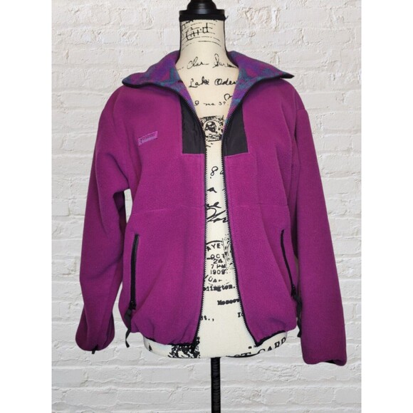 Vtg Columbia 80s Bugaboo Ski Coat MED Gray Purple 2pc Aztec Jacket Retro - Picture 6 of 15